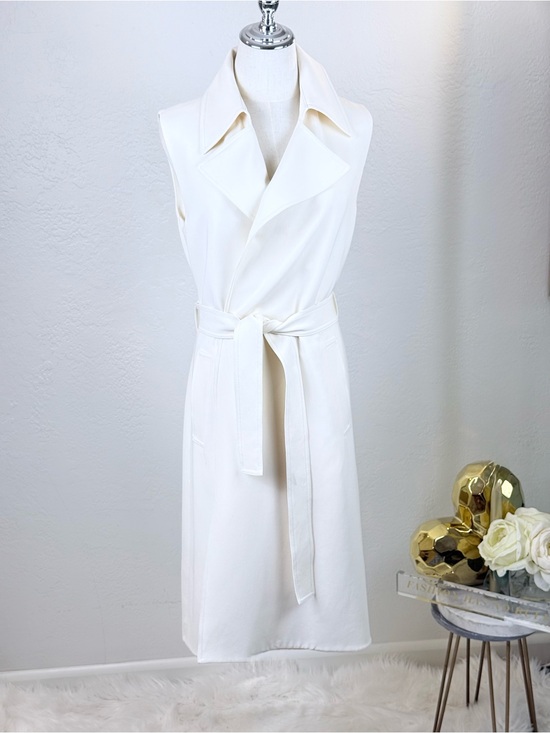 Theory Jackets & Blazers - CLASSIC Theory Oak Lane Admiral Crepe‎ Sleeveless Trench Coat Duster  Cream Sz:S